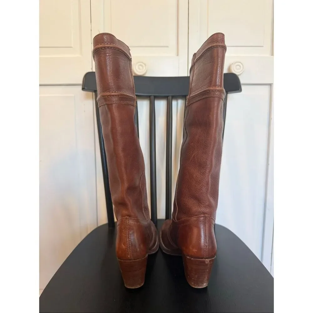 Frye Jane 14l stitched Pebbled leather heeled boots size 6 western - Picture 7 of 10